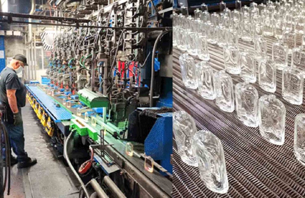 Production lines in the glass factory