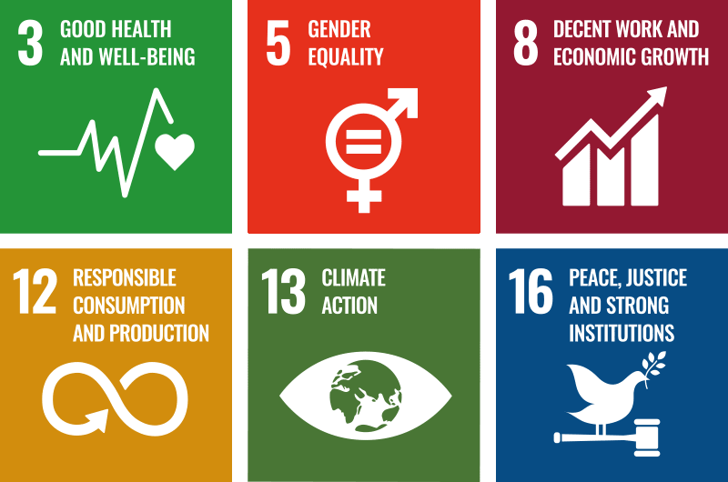 Icons with the sustainable development goals of Stoelzle